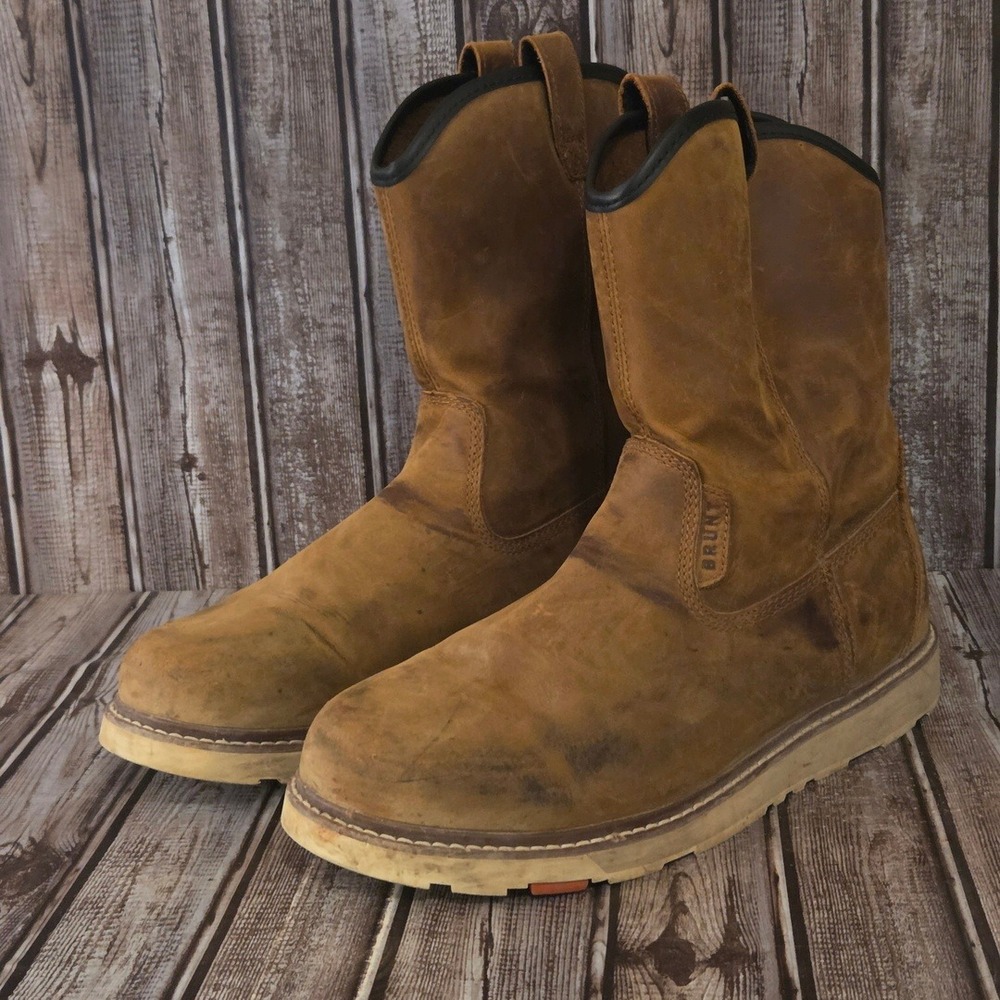 Sz 14 M Mens Brunt The Bolduc Brown Leather Unlined Soft Toe Work Boots
